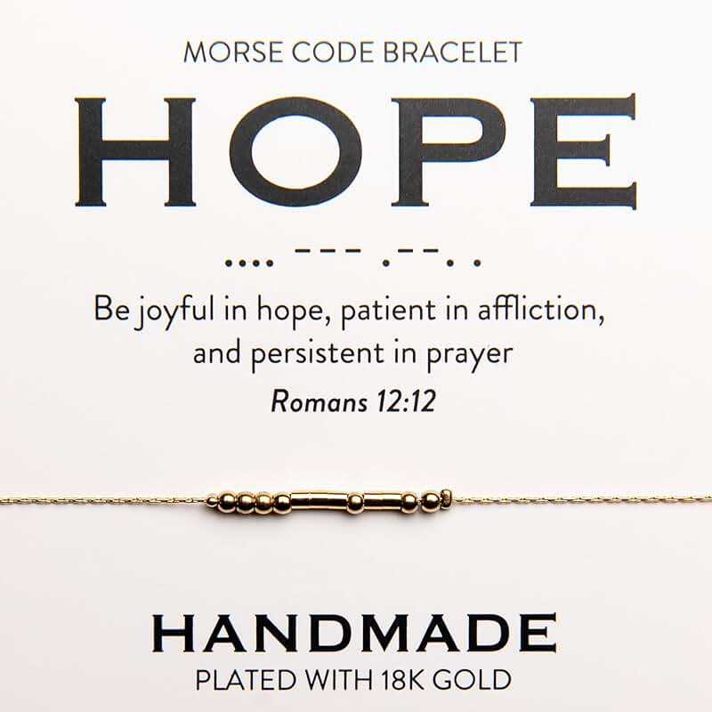 Gold Morse Code Bracelet with Inspirational Words