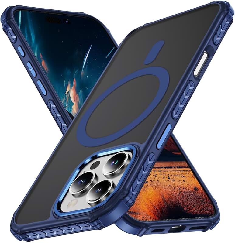 Blue Slim Shockproof Matte Phone Case with Anti-Fingerprint Finish
