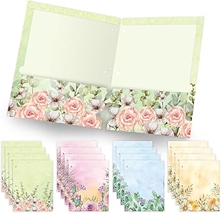 Deluxe Designer Pocket Folders, Letter Size, 3-Hole Punched, 4 Patterns, 16 per Pack