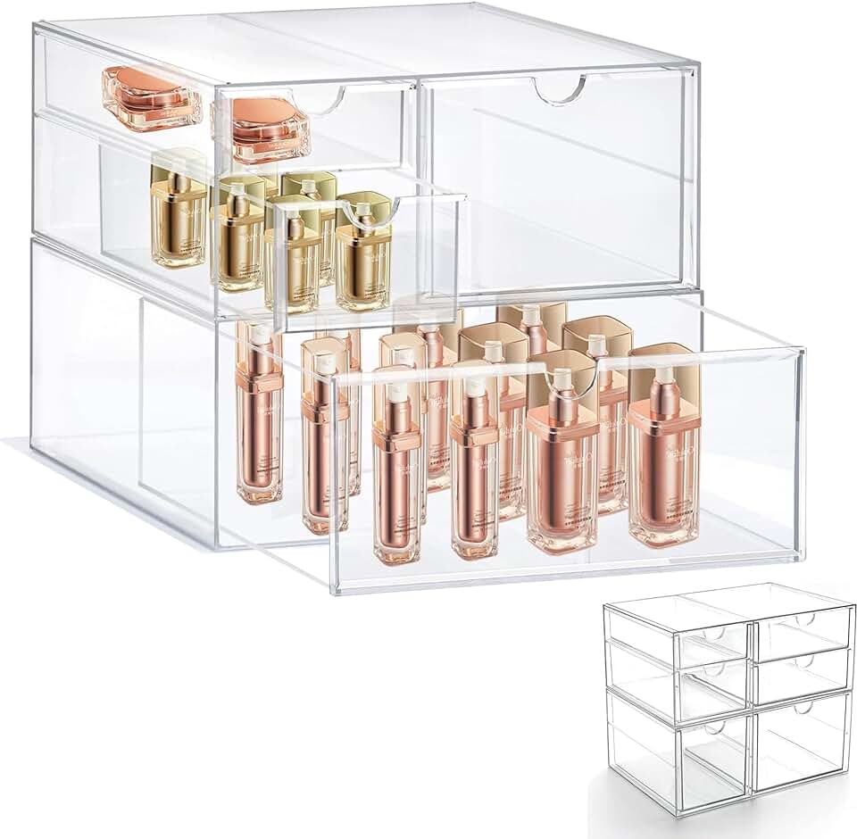 4 and 6 Drawer Acrylic Storage Units