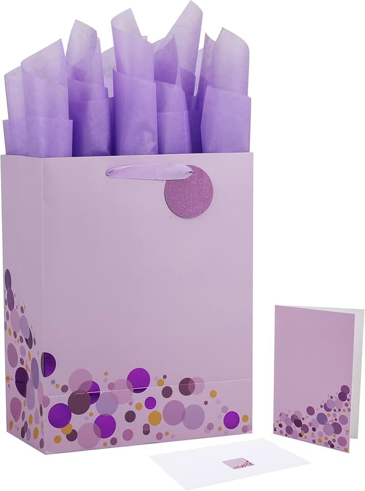 Large Purple Gift Bag with Card and Tissue Paper