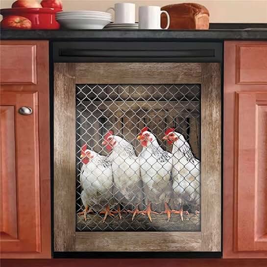 Country Rooster Magnet Cover for Kitchen Decor