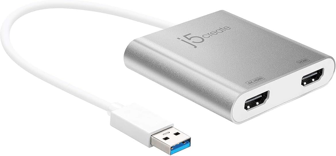 USB to Dual HDMI Adapter for 4K and 1080p Monitors