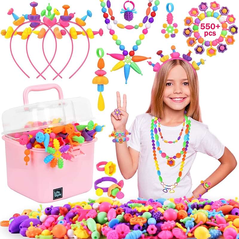 550-Piece Pop Beads Jewelry Making Kit for Kids