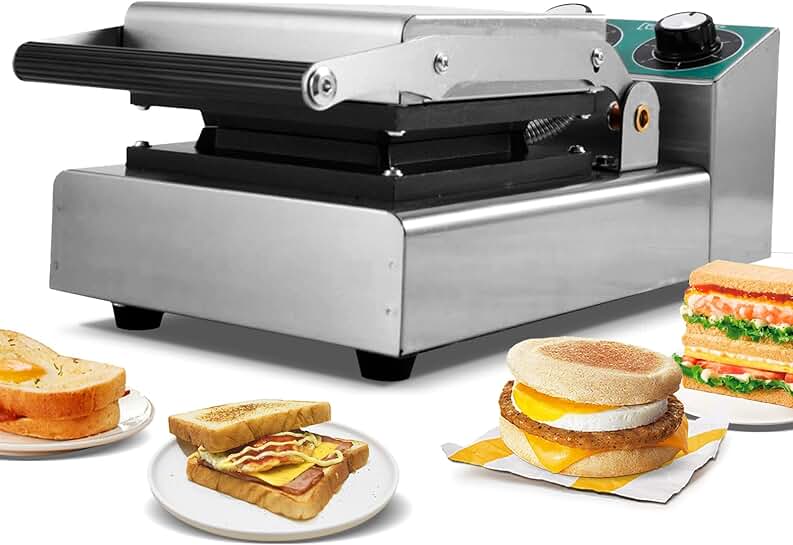 Portable 1000W Sandwich Maker with Non-Stick Surface