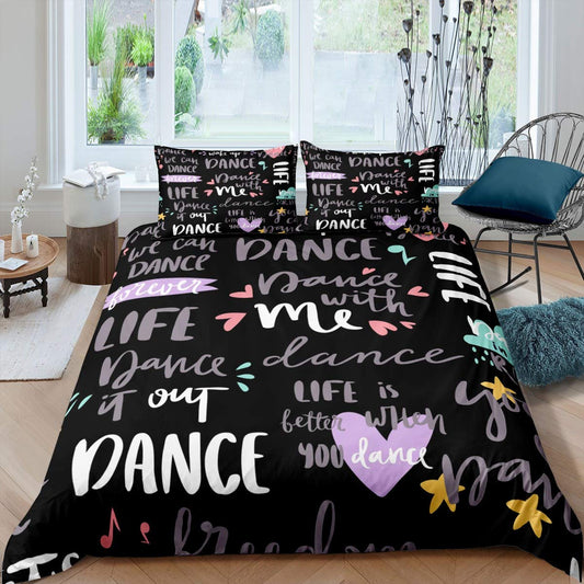 Hippie Graffiti Bedding Set Girls Dance Life Comforter Cover Set 3 Piece K aii Duvet Cover Set 2 Pillowcases Queen Size