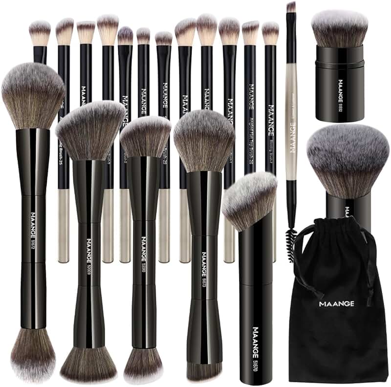 20-Piece Double-Ended Foundation Makeup Brush Set