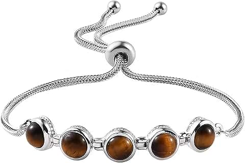 Tigers Eye Beaded Adjustable Charm Bracelet for Women