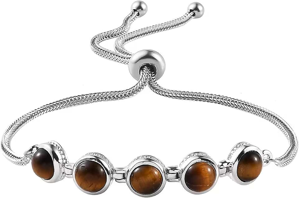 Tigers Eye Beaded Adjustable Charm Bracelet for Women