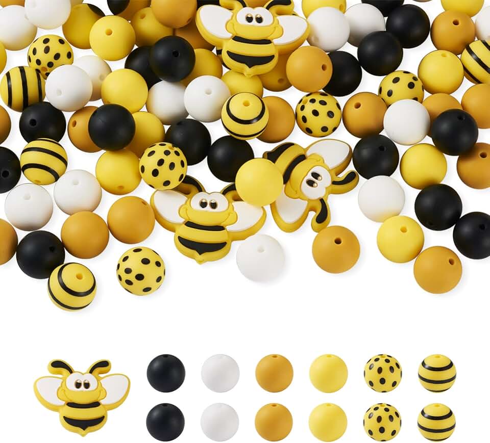 100pcs Yellow Round Silicone Beads for Jewelry and Crafts