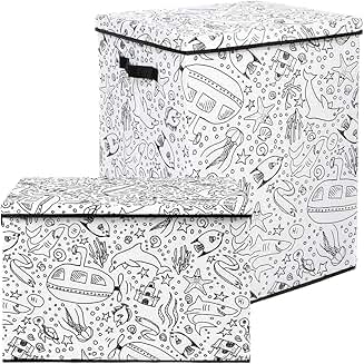 Two Kid's Coloring Bins with Washable Markers