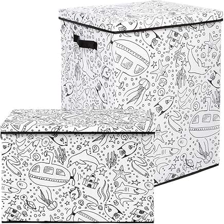 Two Kid's Coloring Bins with Washable Markers