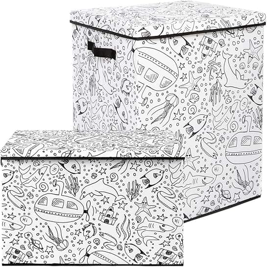 Two Kid's Coloring Bins with Washable Markers