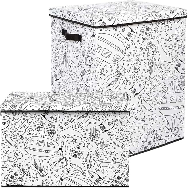 Two Kid's Coloring Bins with Washable Markers