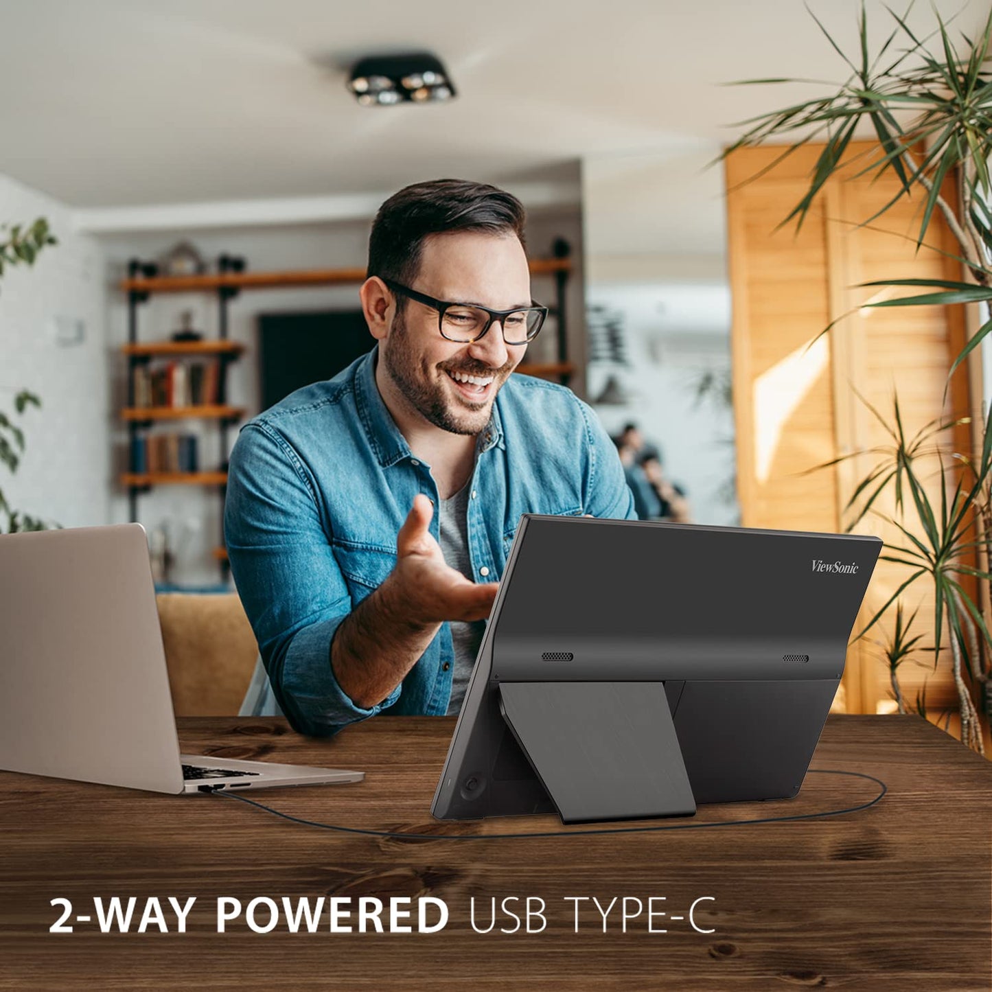 VA1655 15.6 Inch 1080p Portable IPS Monitor with Mobile Ergonomics, USB-C and Mini HDMI for Home and Office