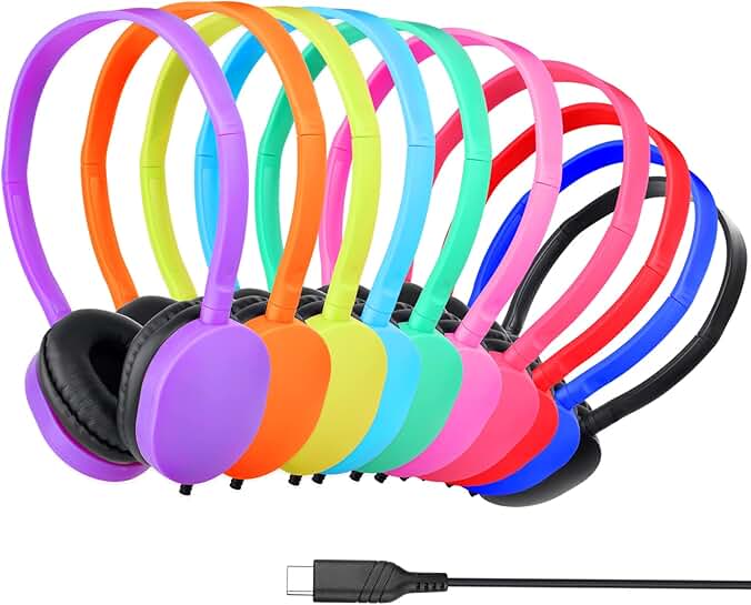Bulk Type C wired headphones for classroom use
