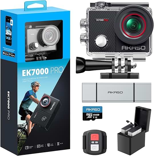 Action Camera with MicroSD Card and Accessories Kit