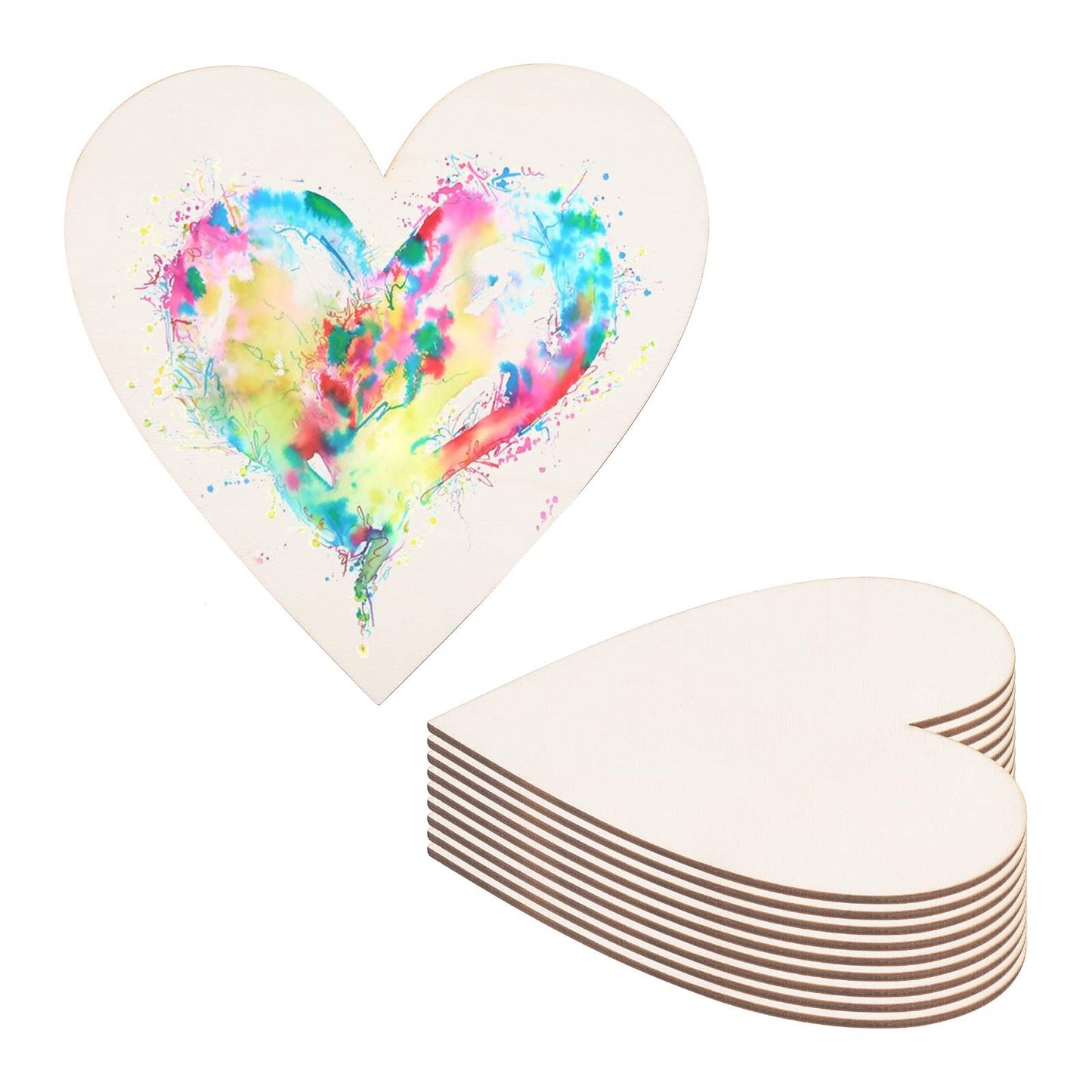 10-Piece 6 Inch Wooden Heart Cutouts
