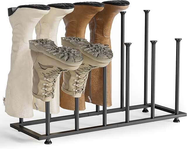 Tall Black Metal Boot Rack for 6 Pairs