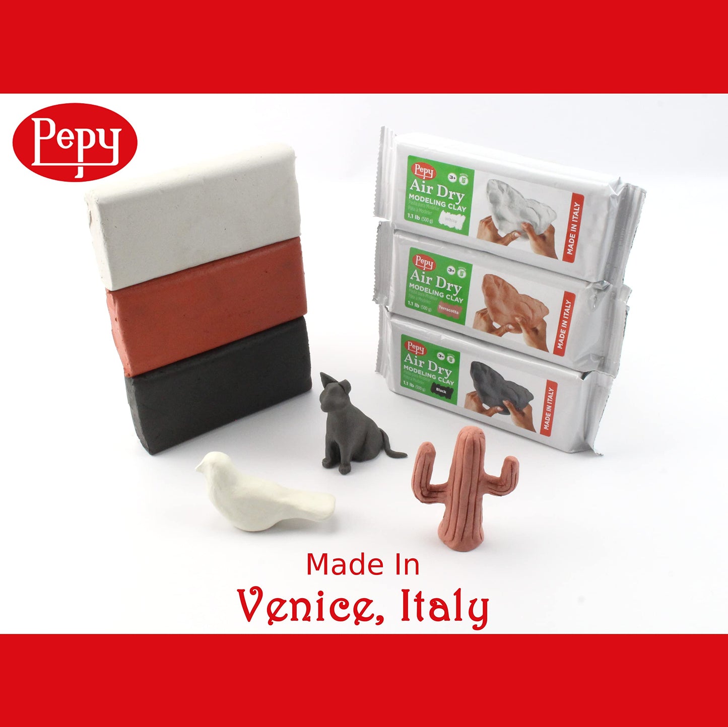 3 Pack European Air Dry Modeling Clay Set 1.1 lb Bars