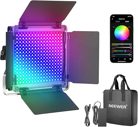 RGB LED Video Light with App Control and Barn Doors