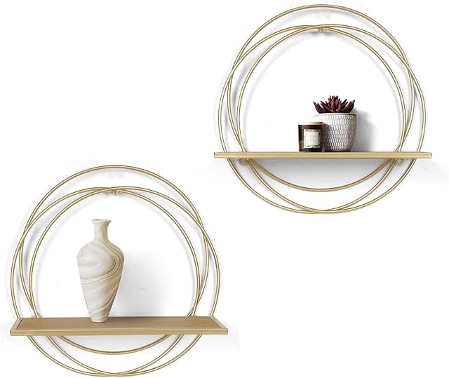 16-inch Gold Floating Shelves Set of 2