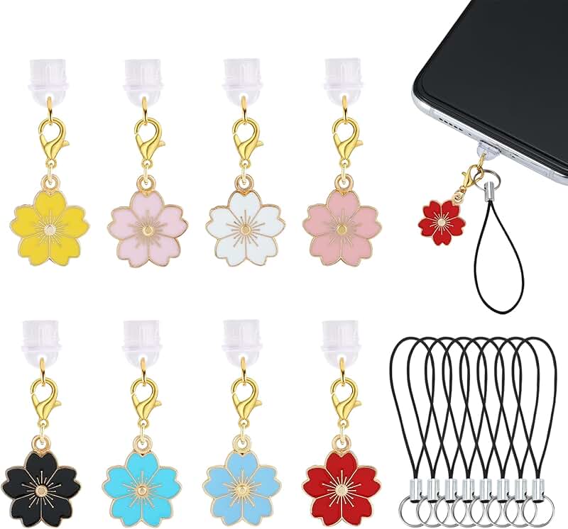 Set of 8 Cute Flower USB-C Dust Plugs