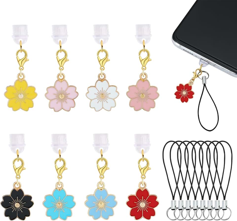Set of 8 Cute Flower USB-C Dust Plugs