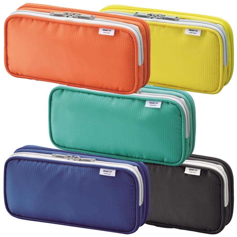Large double pen case, 4.1 x 8.7 inches, blue