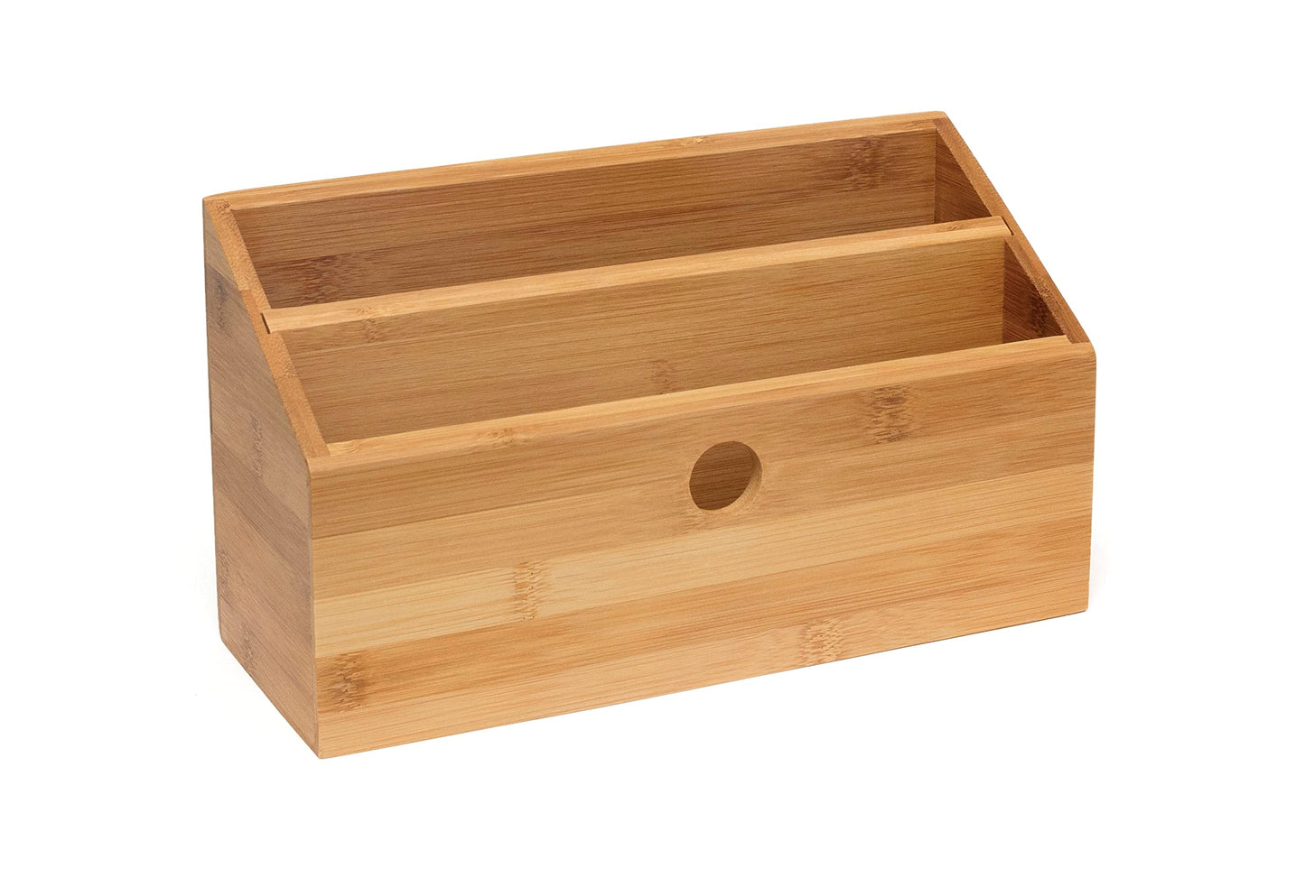 Bamboo Wood 2-Slot Desk Organizer, 10 3/4" x 4 1/8" x 6"