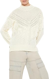 Women's Fringe-Trim Mock Neck Sweater