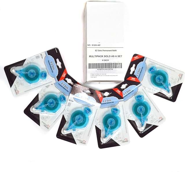 E-Z Dots Permanent Runner Refill Cartridge, 49 Feet, Pack of 6