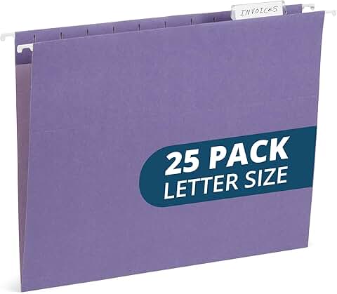 Purple Letter Size Hanging File Folders, 25 Pack