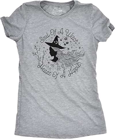 Women's Witch and Hippie Heart Halloween T-Shirt