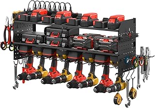 Large Pegboard Power Tool Organizer with Charging Station