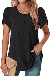 Women's Short Sleeve Pleated Casual Summer Top