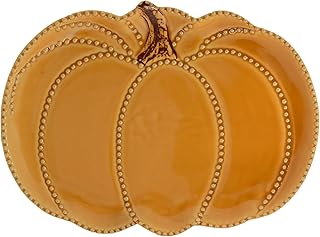 Pumpkin-Shaped Ceramic Serving Plate, 13" x 9.75"