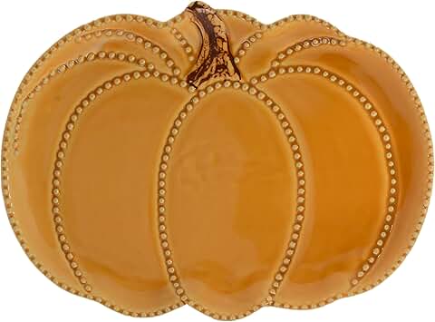 Pumpkin-Shaped Ceramic Serving Plate, 13" x 9.75"