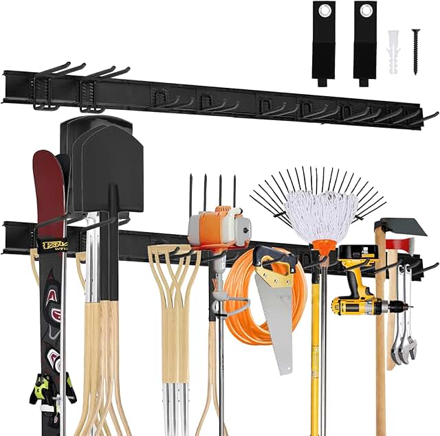 Garage Wall Mount Tool Organizer with Adjustable Hooks