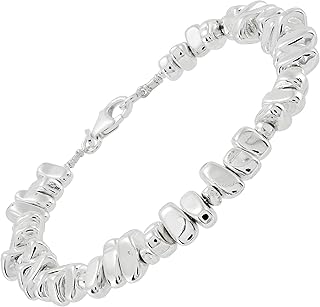 Sterling Silver Hematite Bead Bracelet, 7.5 Inches