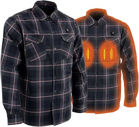 Men's Heated Flannel Long Sleeve Shirt in Black, Grey, and Red
