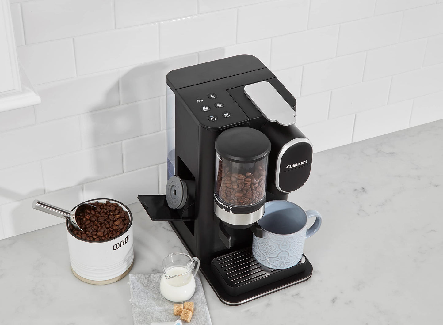Single Serve Coffee Maker  Coffee Grinder, 48-Ounce Removable Reservoir, Black DGB-2