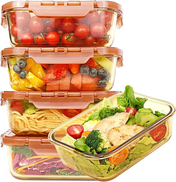 Set of 10 36 oz Glass Meal Prep Containers with Locking Lids
