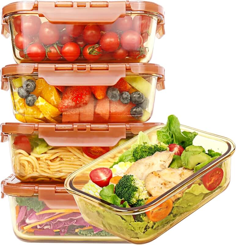 Set of 10 36 oz Glass Meal Prep Containers with Locking Lids