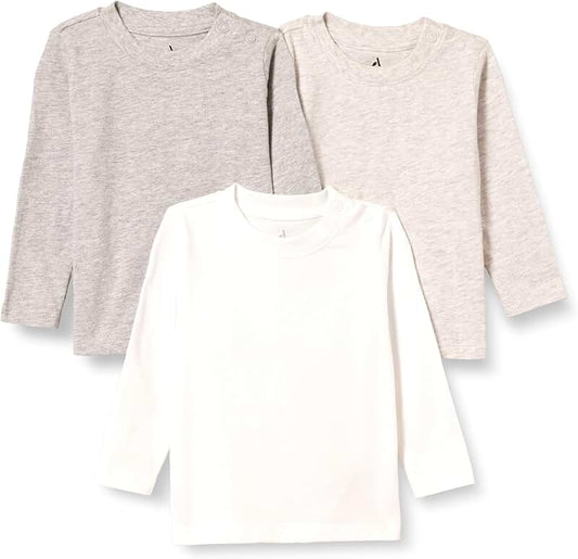 Pack of 3 Organic Cotton Long Sleeve Baby T-Shirts