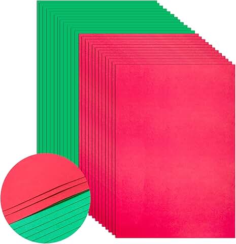 100 Sheets Red and Green Holiday Cardstock Paper