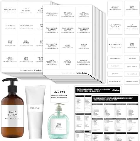 372 Home Laundry and Bathroom Labels for Organization