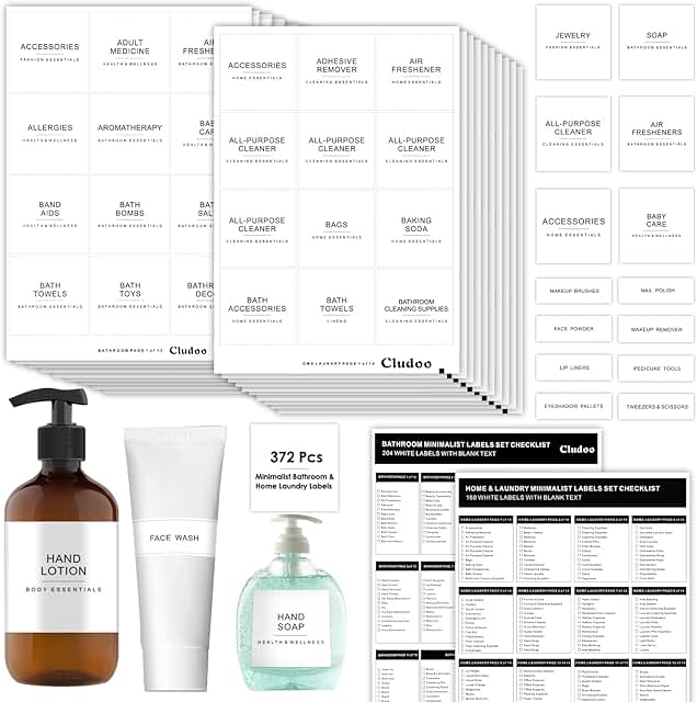 372 Home Laundry and Bathroom Labels for Organization