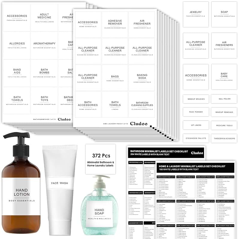 372 Home Laundry and Bathroom Labels for Organization