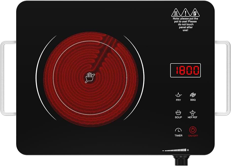 Portable 110V 1800W Electric Hot Plate with Timer